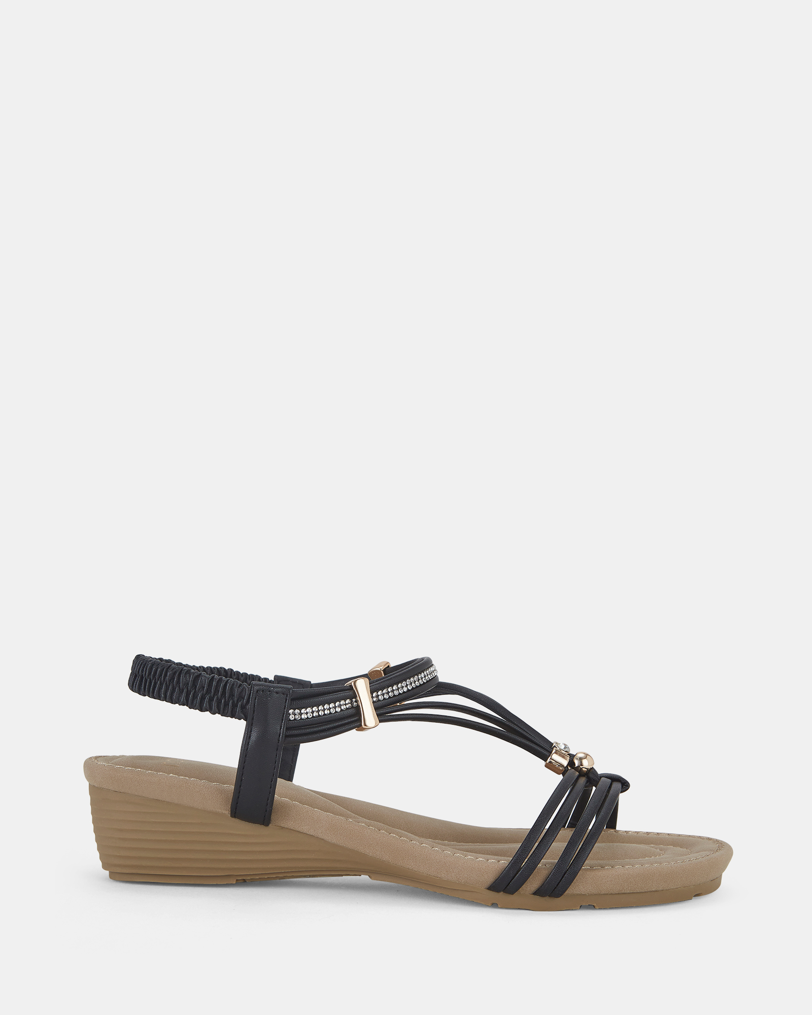 ELMARINO BLACK Wedge Sandals Buy Women's View All Online Novo Shoes