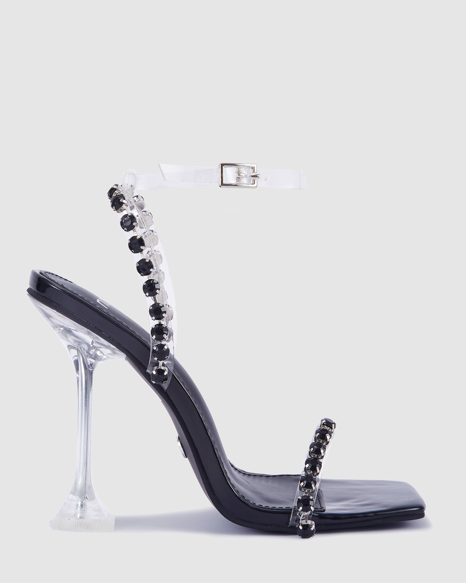 black shoes with clear heels