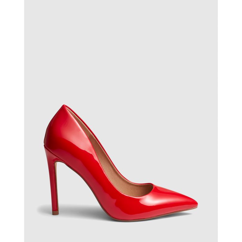 red patent high heels