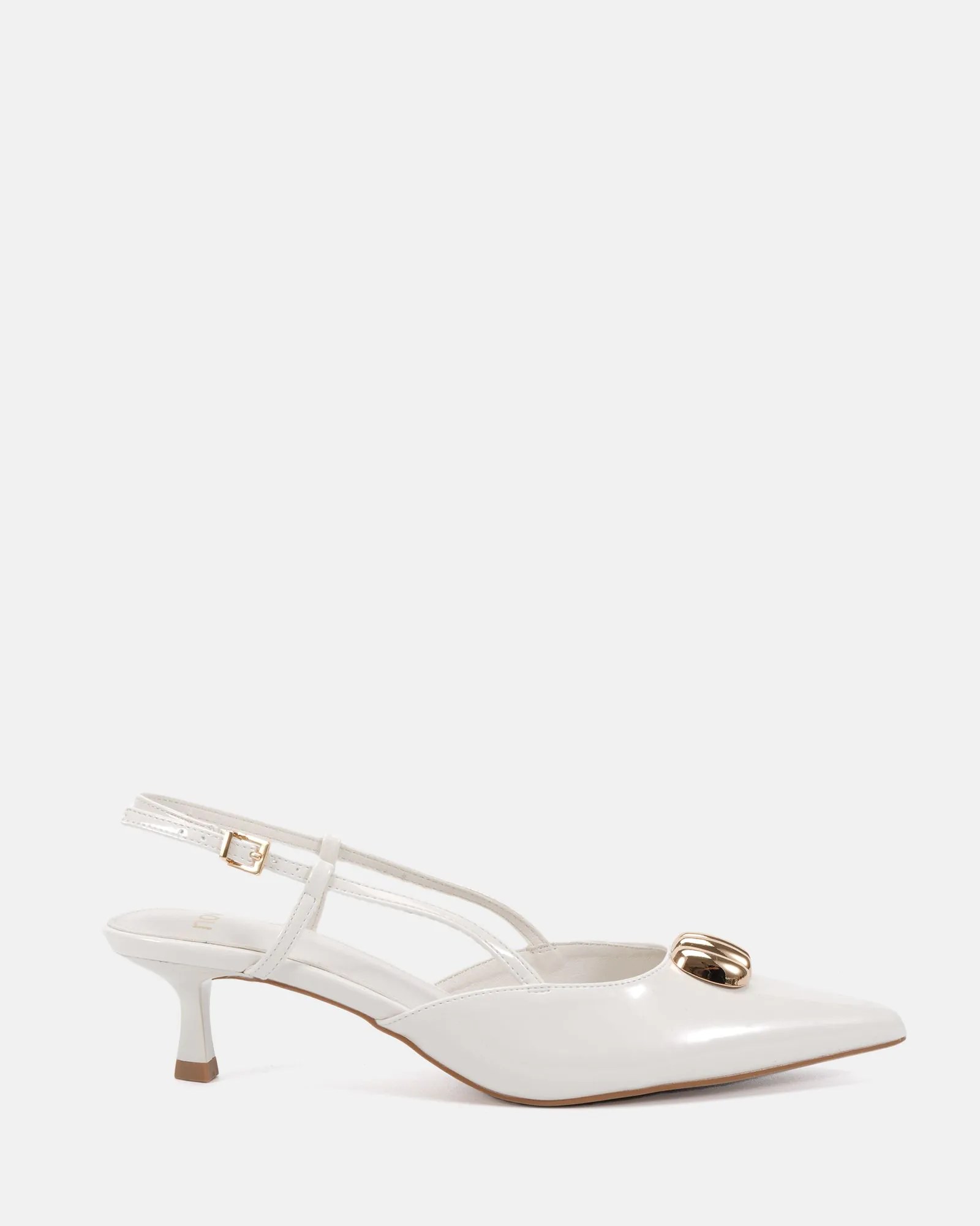 IAKOPA White Patent Low Heels Buy Women's HEELS Online Novo Shoes