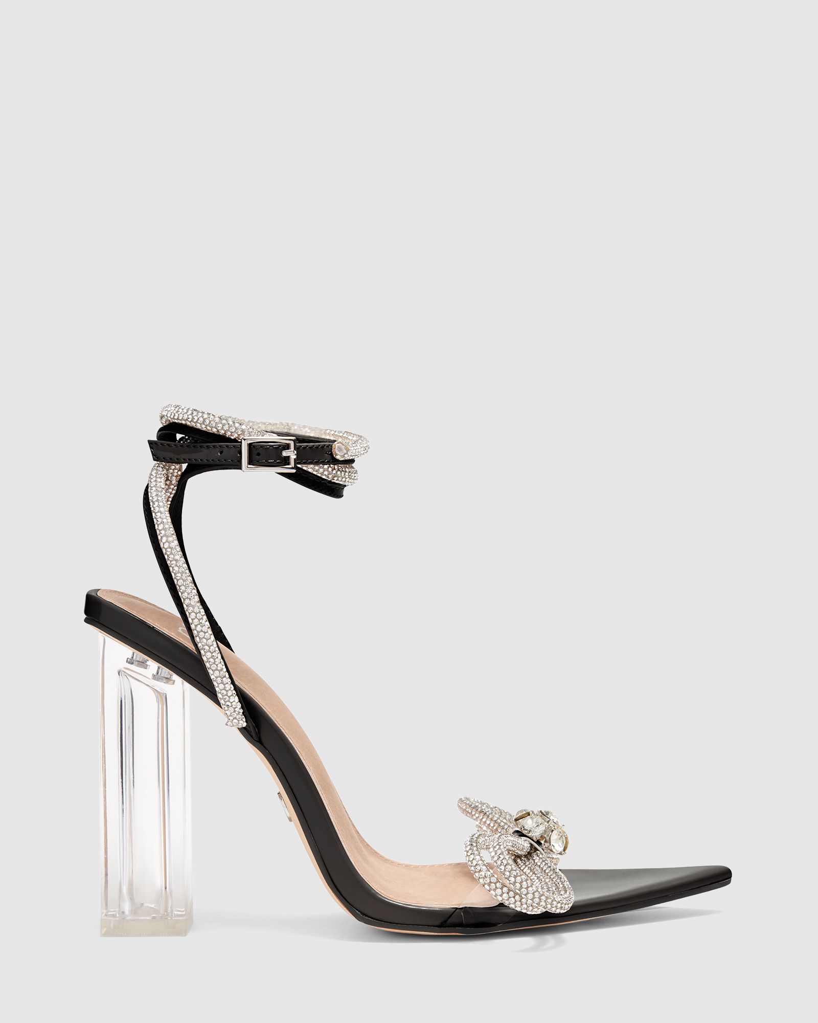 black shoes with clear heels