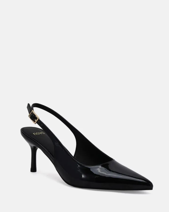 IRMA  BLACK PATENT PUMPS
