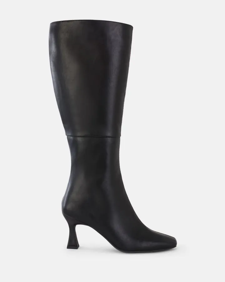 OCTAVIA WIDE  BLACK ZIP UP BOOTS